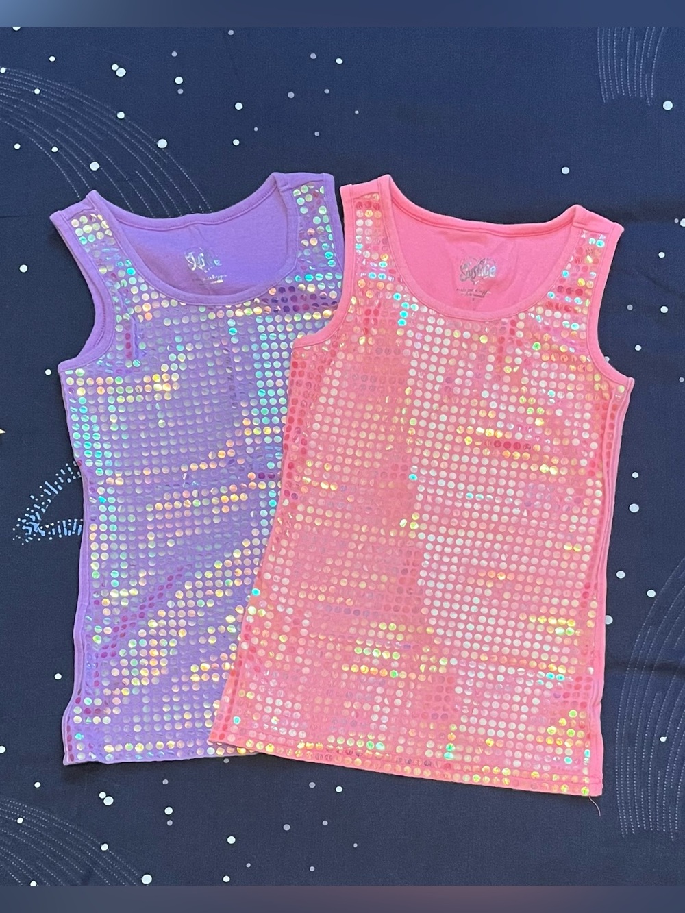 Girls Sz 8 Bundke of 2 Justice Sequin Tank Tops Pink and Purple